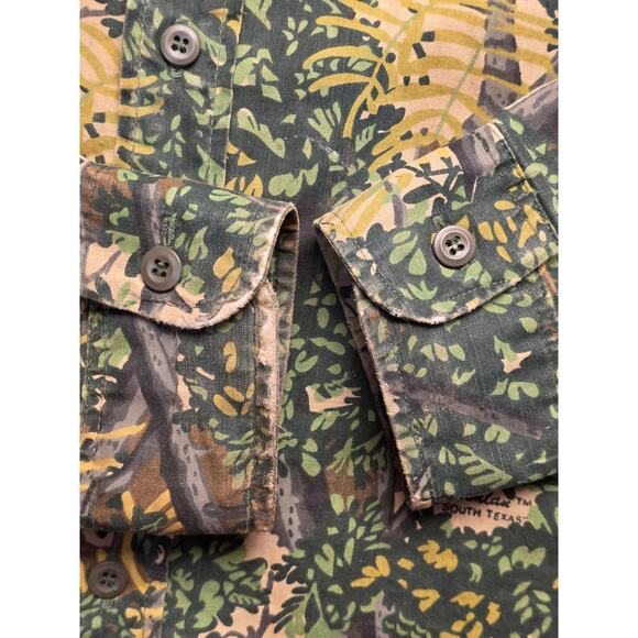 VTG Bushlan '89 Shirt Men Lg South Texas Green Camo Long Sleeve Button Hunting - Picture 8 of 12
